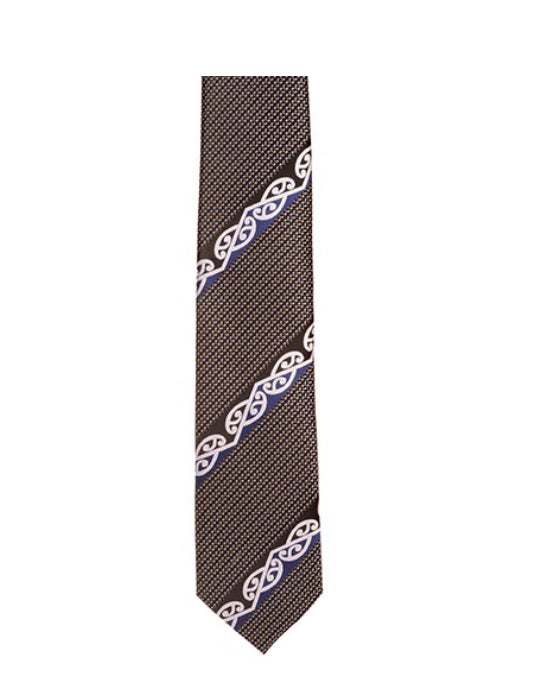 Grey Men's Tie - Maori Design