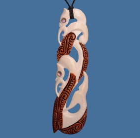 Double Manaia Pendant - Bone Carving
