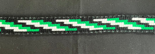 1inch Emerald Green Black and White Poutama - Taniko Band