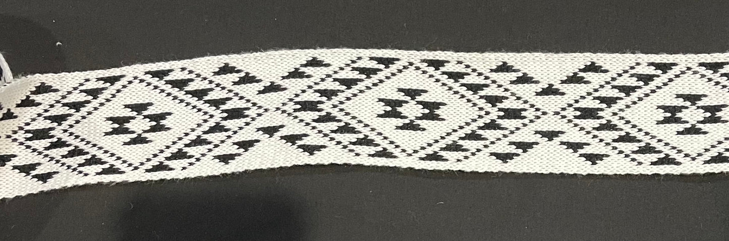 White and Black Pātiki - Taniko Band 2.5inch