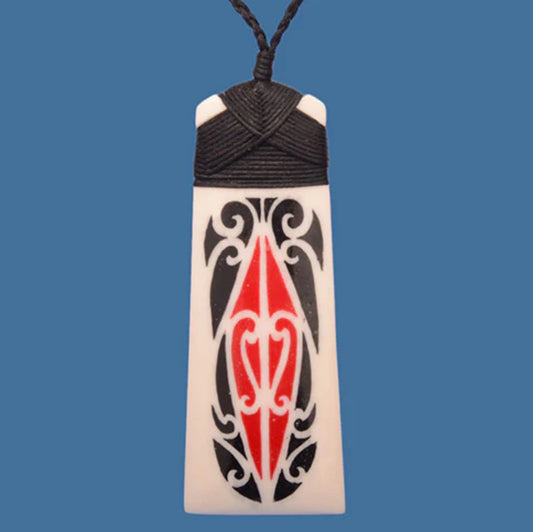 Hand Painted Toki Pendant - Bone Carving