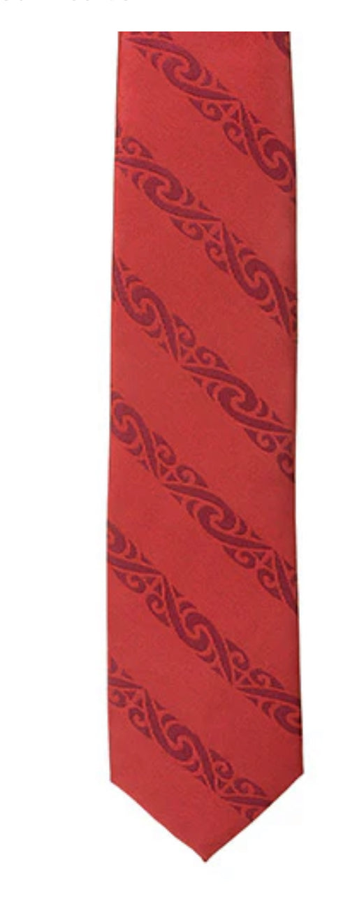 Men's Tie - Maroon Maori Design