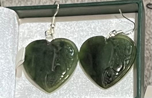 Heart Earrings - Greenstone Earrings - Maori Greenstone