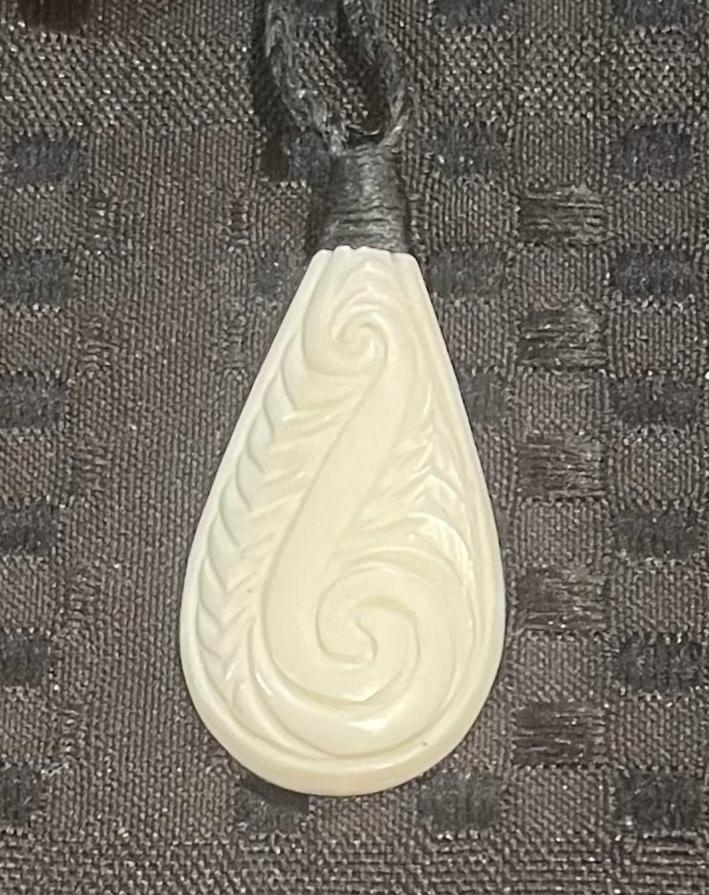 Patu Carved Necklace - Bone Carving Necklace - Bone Pendant