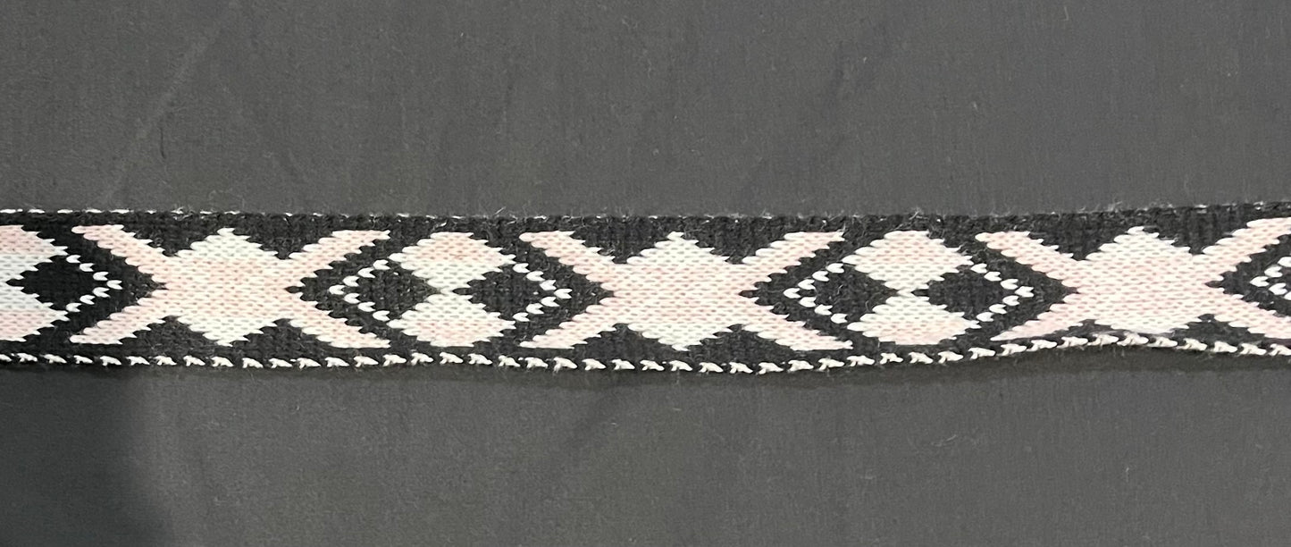 Pale pink black and white Pātiki - Taniko Band 2 in