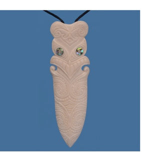 Bone Tiki Taiaha Head Pendant