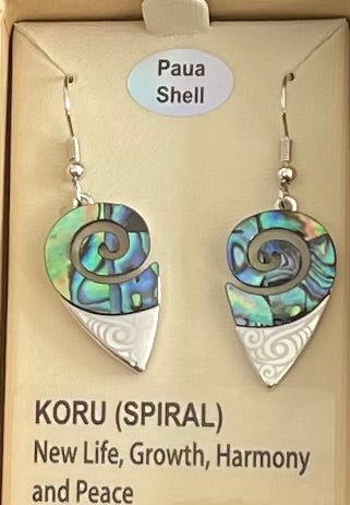 Paua Drop Koru Earrings