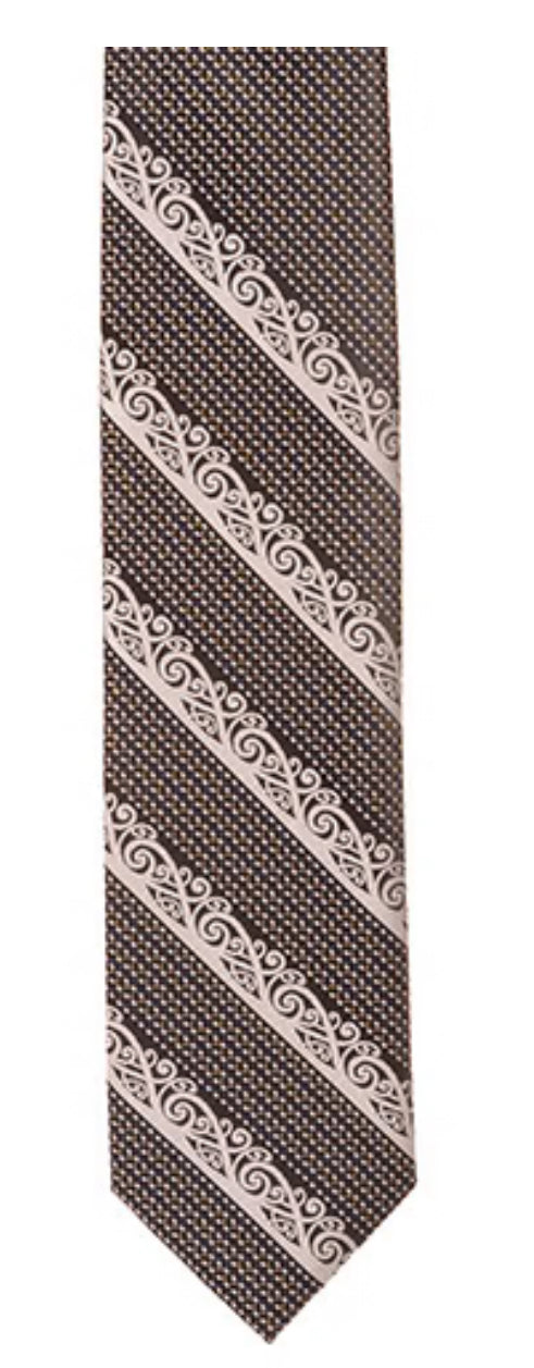 Men's Tie - Silver Kowhaiwhai Maori Design