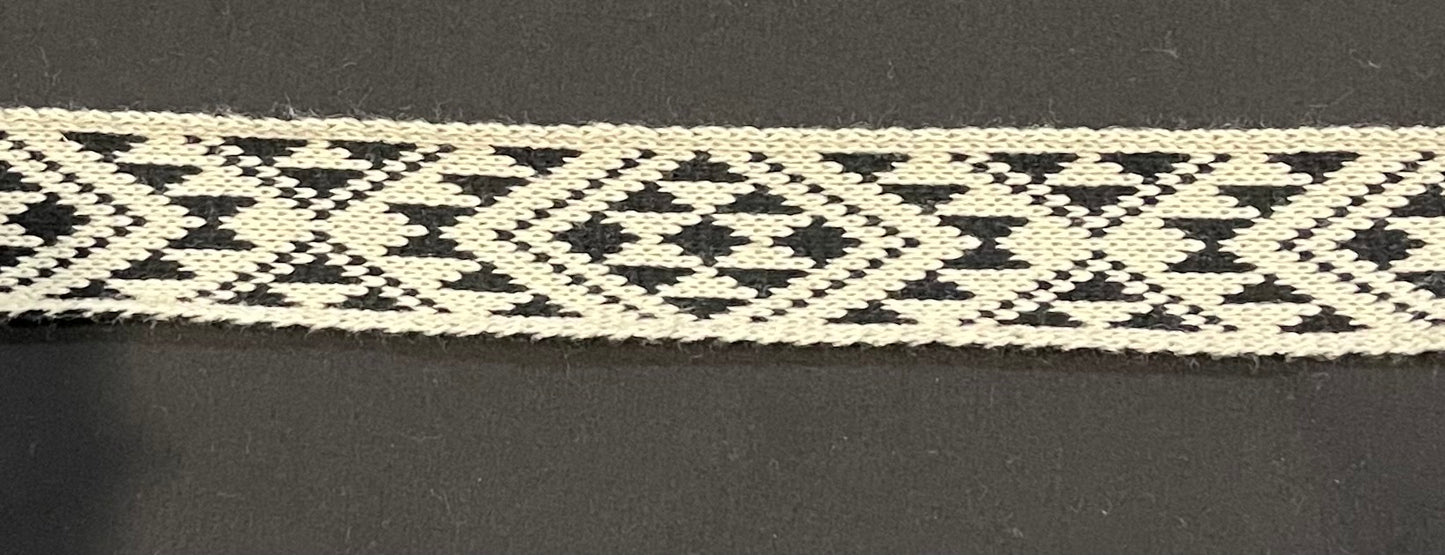 Beige and Black Pātiki - Taniko Band 2inch