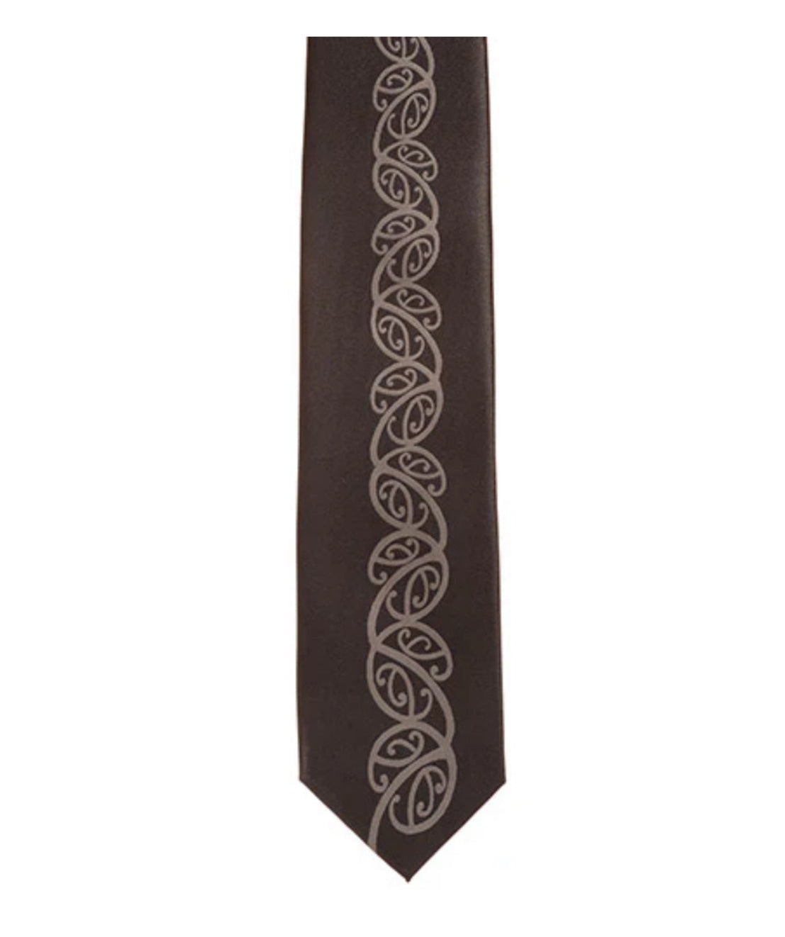 Men's Tie - Black Silver Kowhaiwhai Maori Design
