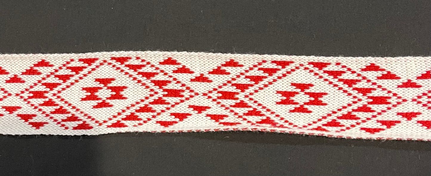 White and Red Pātiki - Taniko Band 2.5inch