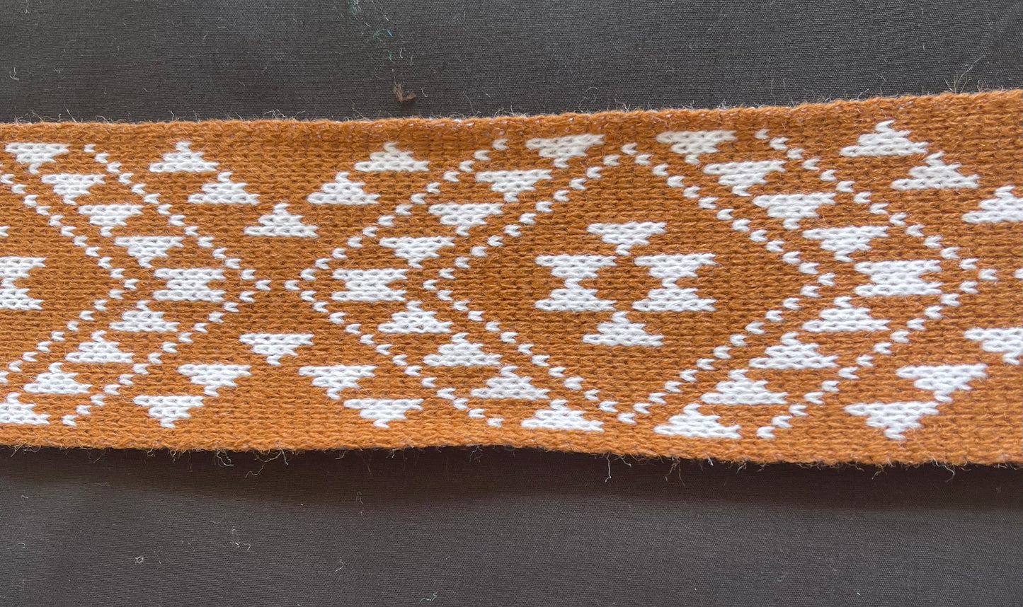 Tan and White Pātiki - Taniko Band 2inch
