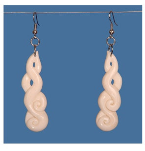 Twist Koru - Carved Bone Earrings