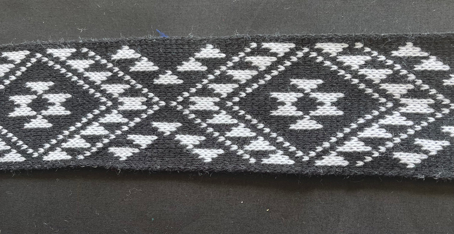 Black and White Pātiki - Taniko Band 2.5inch
