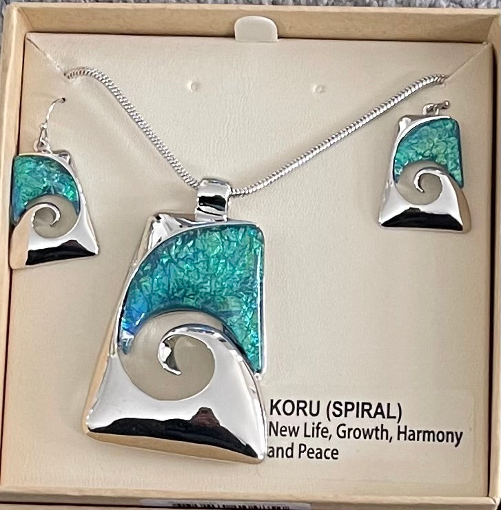 Blue Koru Necklace set