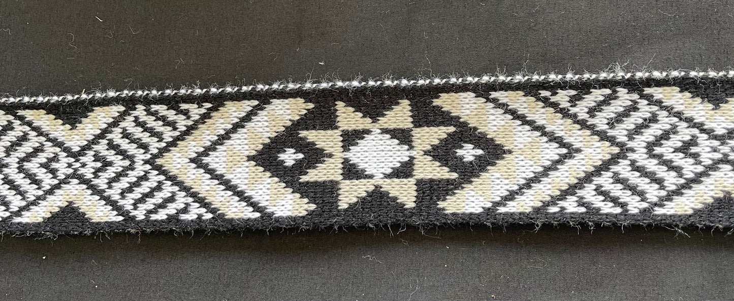 Matariki Black Beige and White - Taniko Band 2.5inch