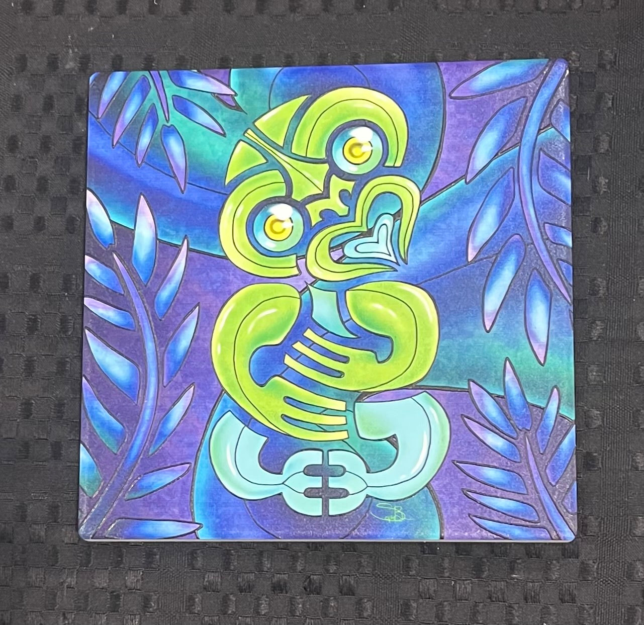 Tiki 3D Square Plaque Plus a Gift Card To Match - Ceramic Art