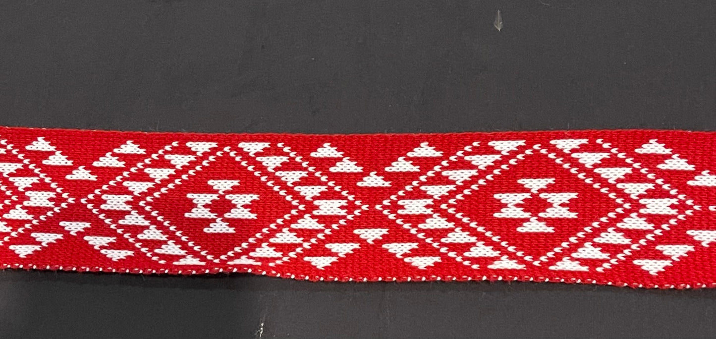 Red and White Pātiki - Taniko Band 2.5inch
