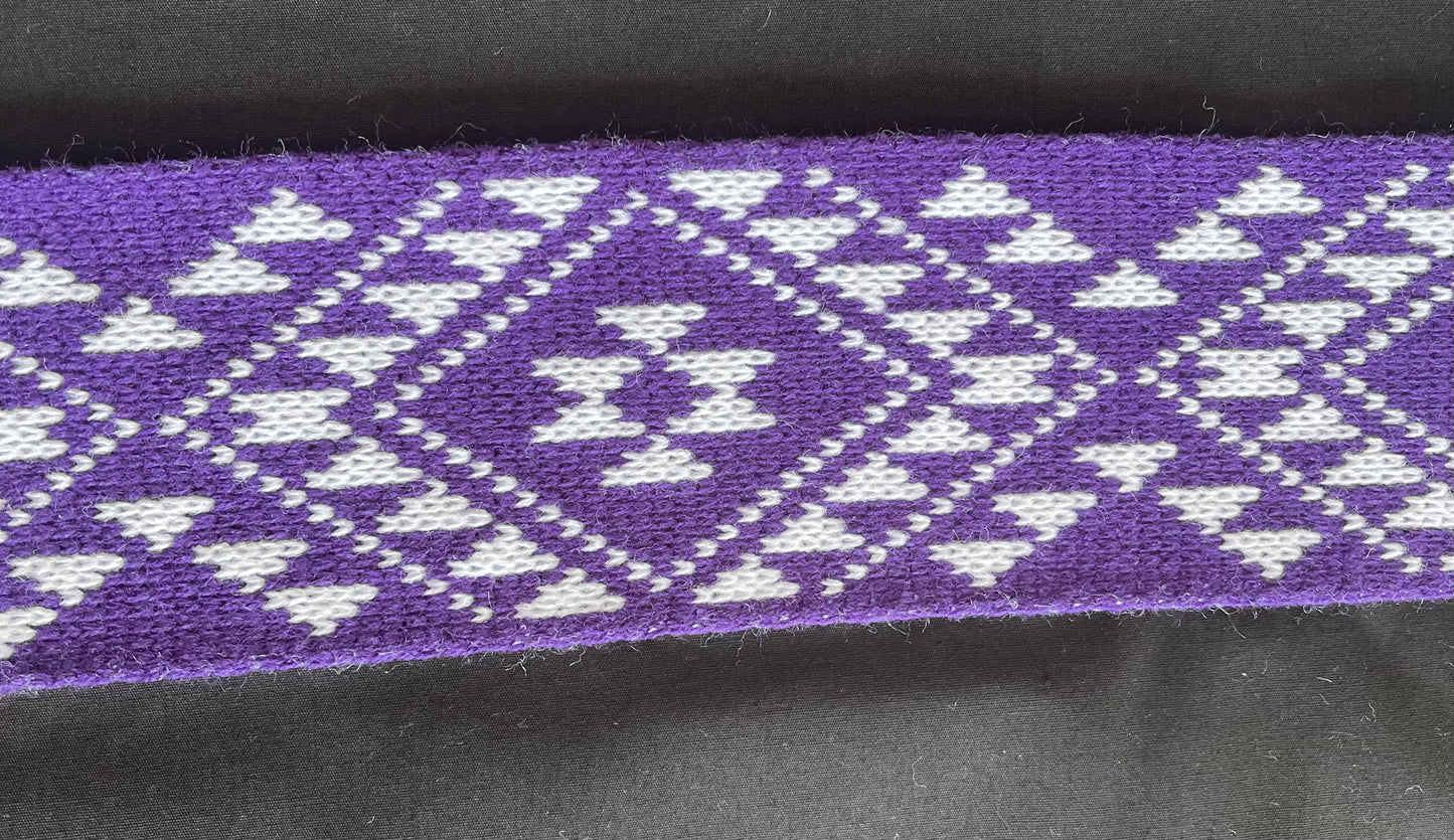 Purple and White Pātiki - Taniko Band 2inch