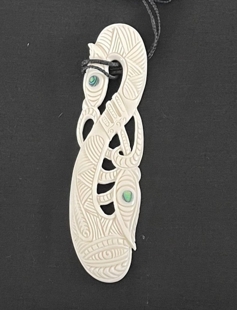 Manaia Necklace - Bone Carving Pendant - Bone Carvings NZ
