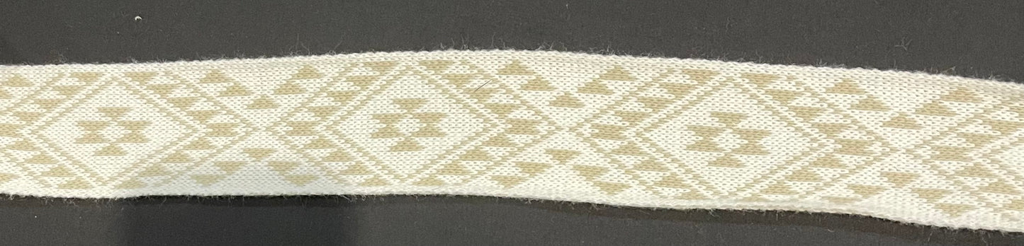 White and Beige Pātiki - Taniko Band 2.5inch