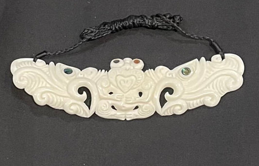 Manaia Necklace - Bone Carving Necklace NZ - Bone Breastplate