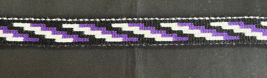1inch Purple Black and White Poutama Taniko Design Band
