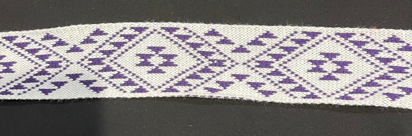 White and Purple Pātiki - Taniko Band 2.5inch