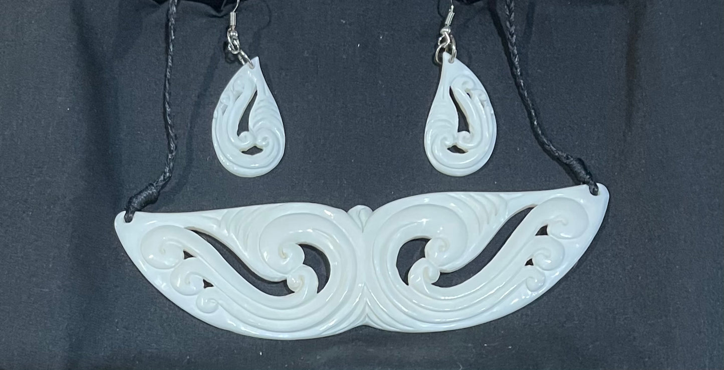 Breastplate Set - Bone Necklace & Earrings