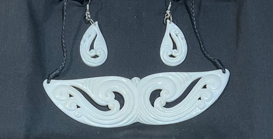 Breastplate Set - Bone Necklace & Earrings