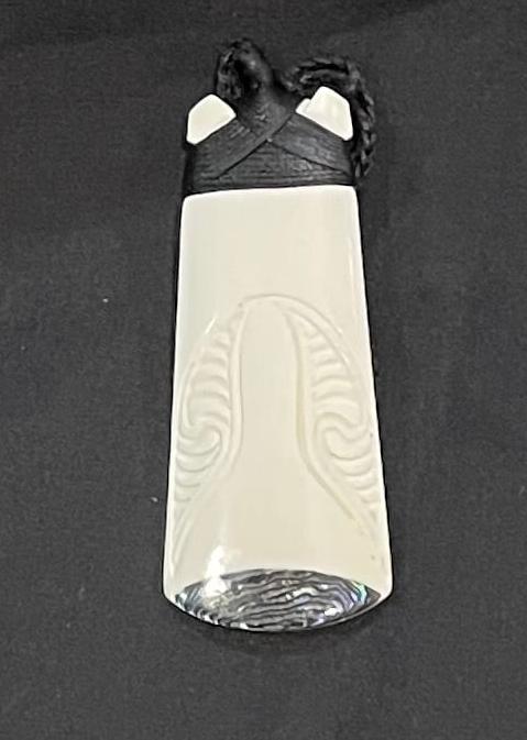 Toki With Paua End - Bone Pendant