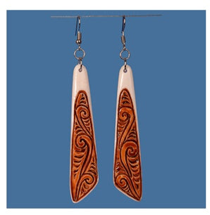 2 Tone Toki - Carved Bone Earrings