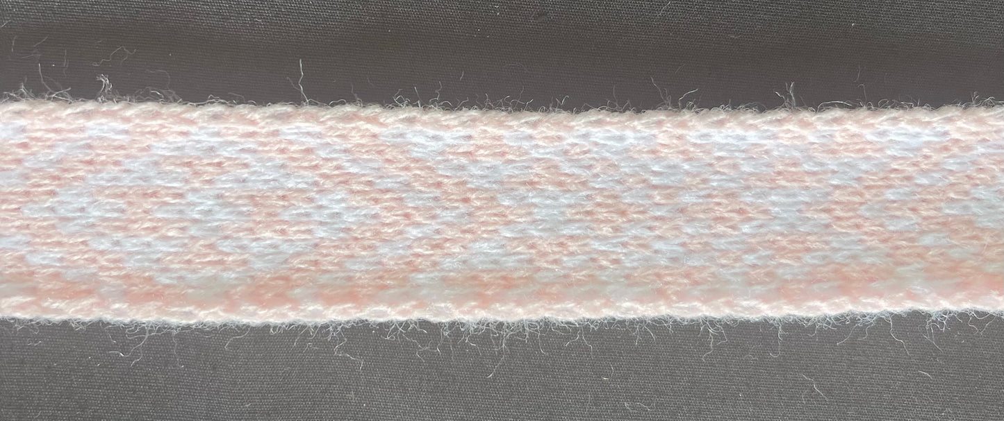 1inch Pale Pink and White - Taniko Band