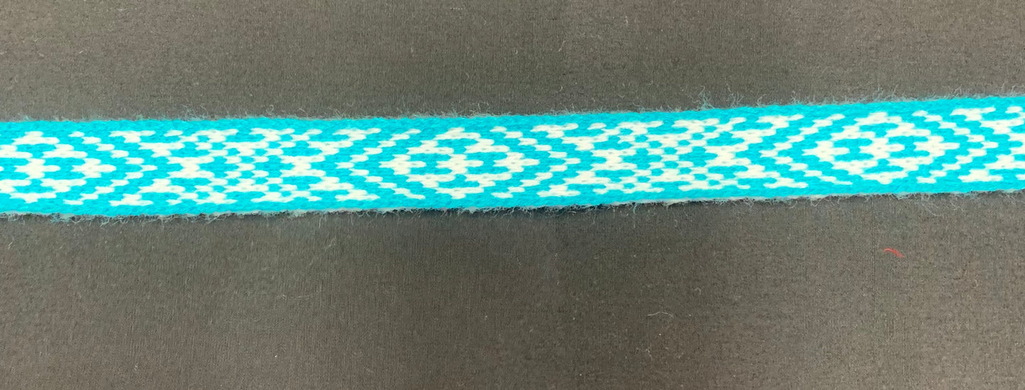 1inch Turquoise and White - Taniko Band