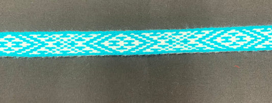 1inch Turquoise and White - Taniko Band