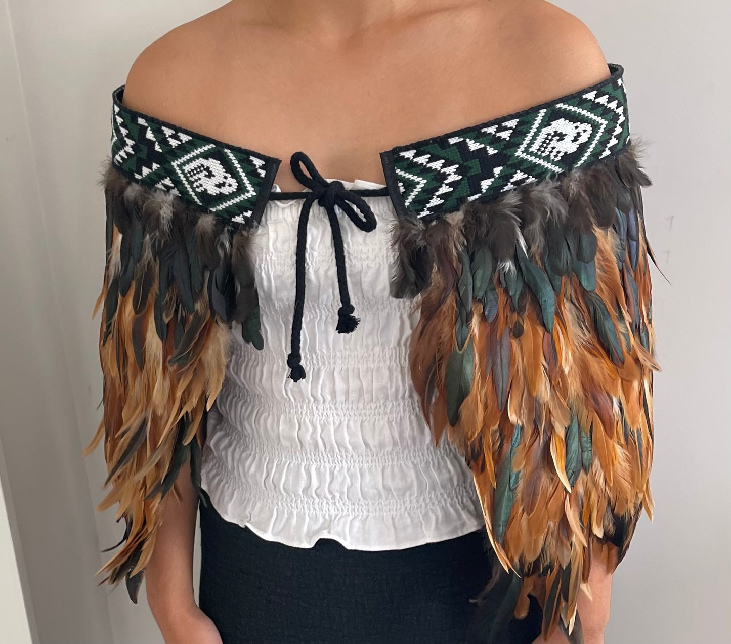 Rooster Coque - Maori Half Korowai Cape