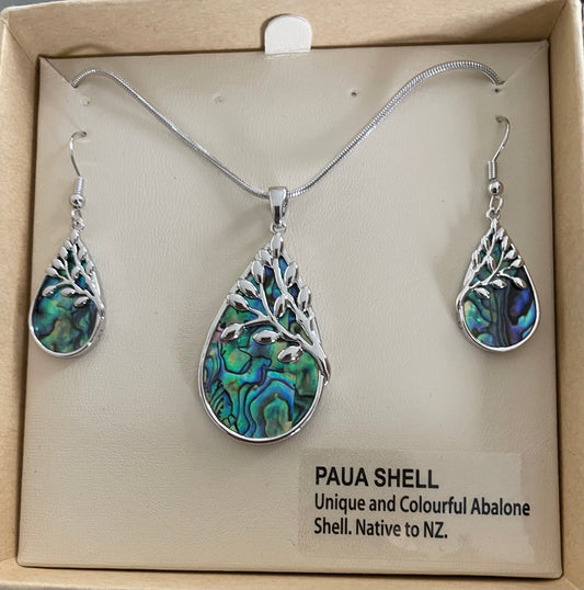 Paua Necklace and Earrings