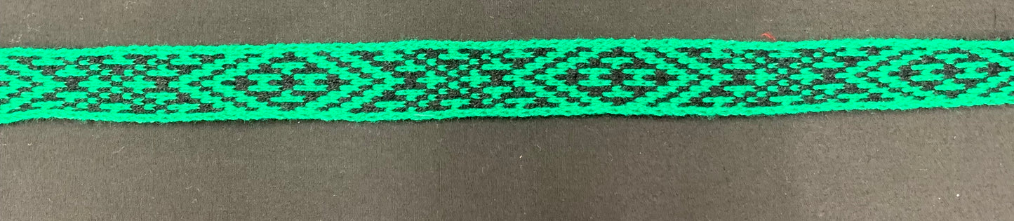 1inch Emerald Green and Black - Taniko Band