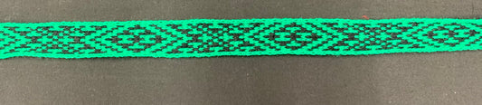 1inch Emerald Green and Black - Taniko Band