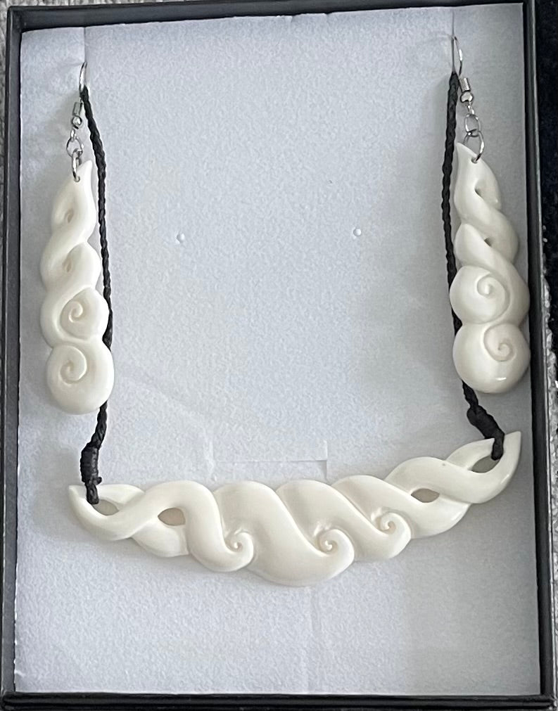 Bone Breastplate Set - Bone Necklace & Earrings
