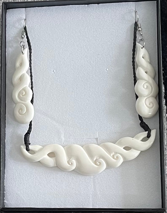 Bone Breastplate Set - Bone Necklace & Earrings
