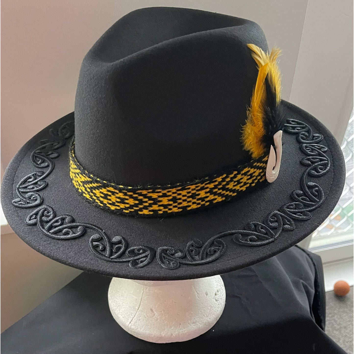 Potae - Black Fedora Felt Hat with gold band