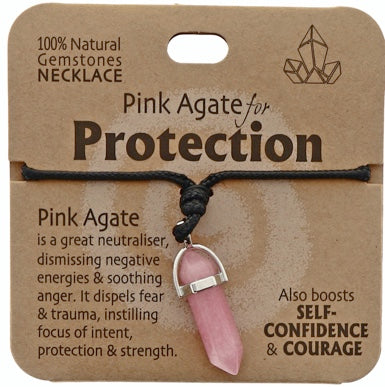 Crystal Necklaces NZ - Gemstone Jewellery - Pink Agate Crystal