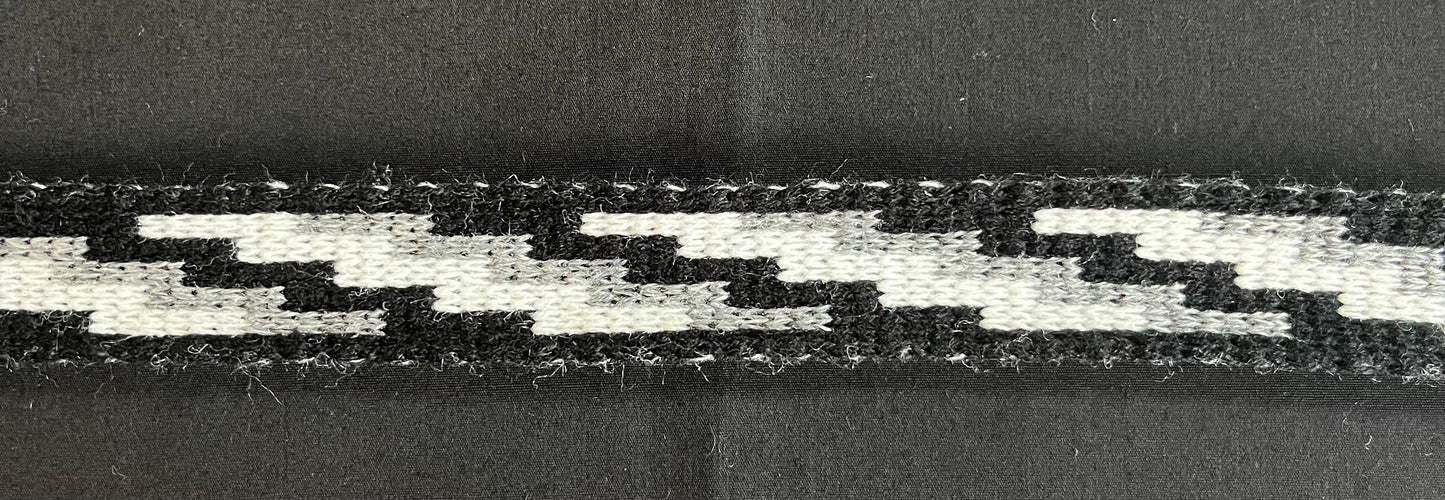 1inch Grey Black and White Poutama - Taniko Band