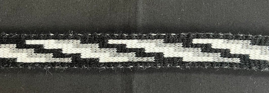 1inch Grey Black and White Poutama - Taniko Band