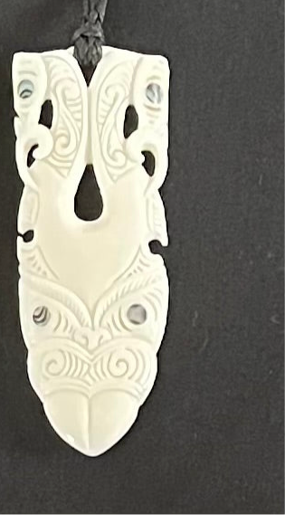 Double Manaia Hei Tiki - Beef Bone Carving