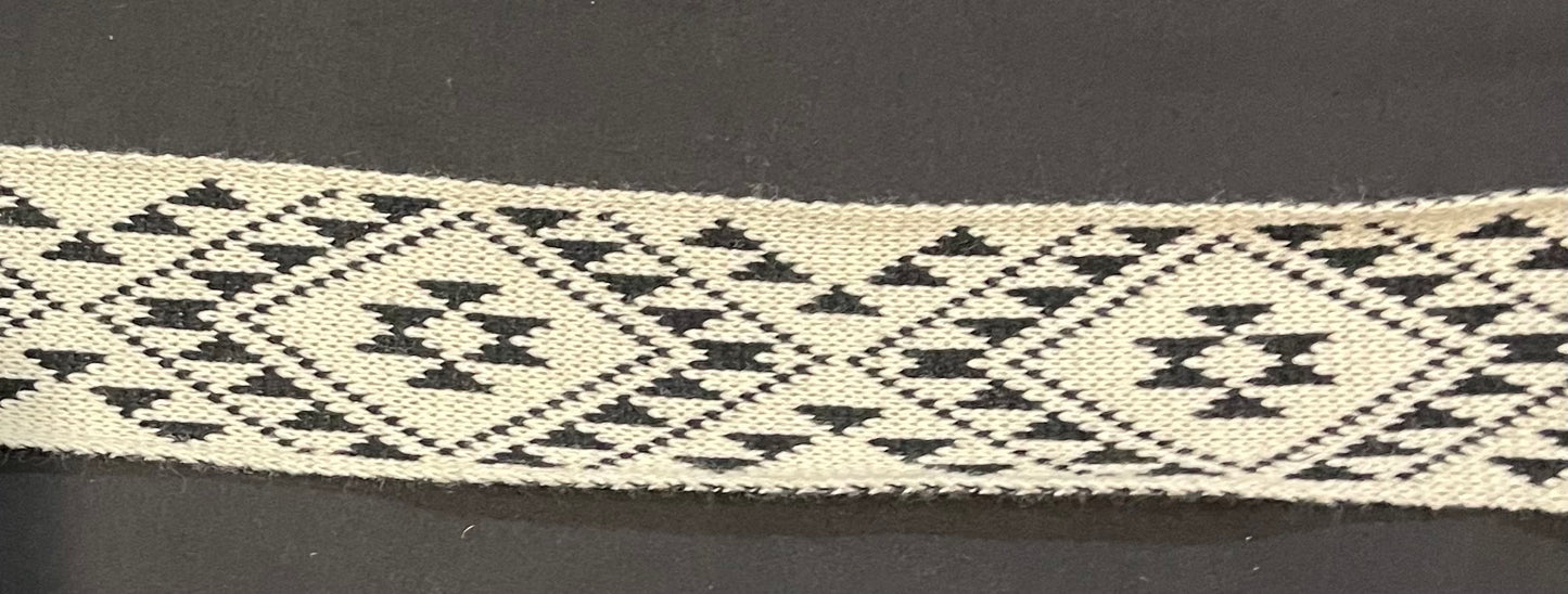 Beige and Black Pātiki - Taniko Band 2.5inch