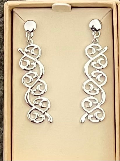 Koru Silver Vine Rhodium Earrings