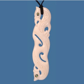 Double Manaia Pendant - Bone Carving
