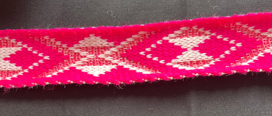 Hot pink and pale pink with pink lurex- Patiki Taniko Band 2inch